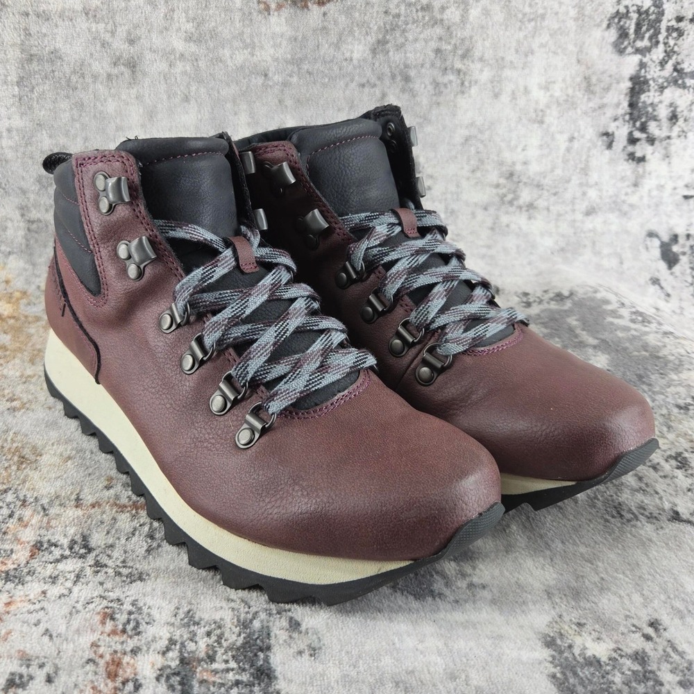 Merrell Alpine Hiker Boots Womens 9.5 Burgundy Vegan Leather Trail J003772